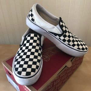 Vans Checkered Slip Ons Size 8.5